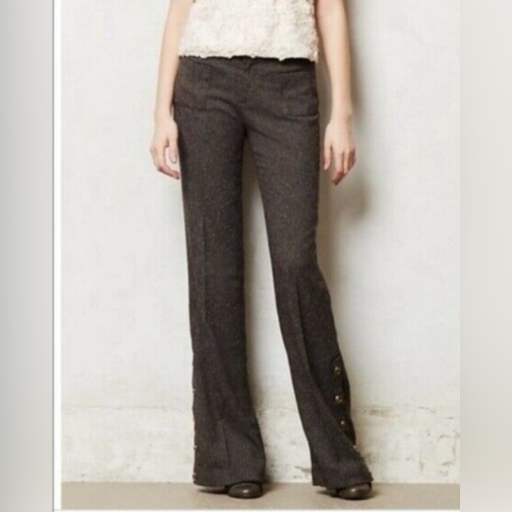 Elevenses Anthropologie Gray Tweed Wide Leg Flared Pants